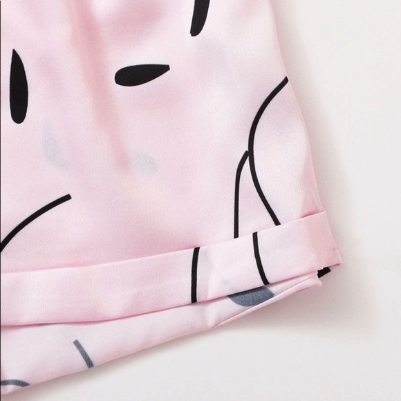 New Pink Lace Satin Silk-Like Pajama Set - Picture 4 of 5